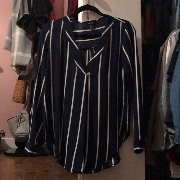 Navy and white blouse - Picture 1 of 2